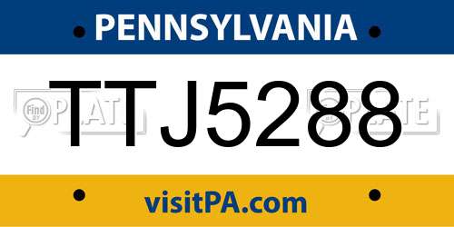 TTJ5288 Pennsylvania License Plate