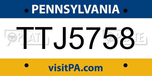 TTJ5758 Pennsylvania License Plate