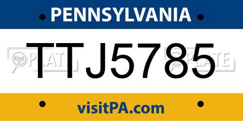 TTJ5785 Pennsylvania License Plate
