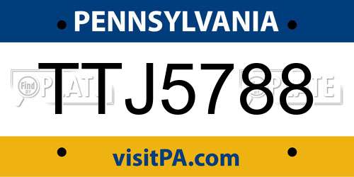 TTJ5788 Pennsylvania License Plate