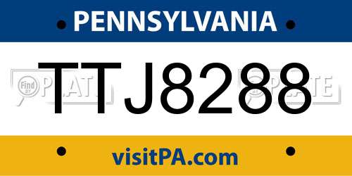 TTJ8288 Pennsylvania License Plate