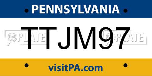 TTJM97 Pennsylvania License Plate