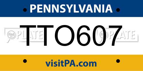 TTO607 Pennsylvania License Plate
