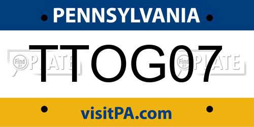 TTOG07 Pennsylvania License Plate