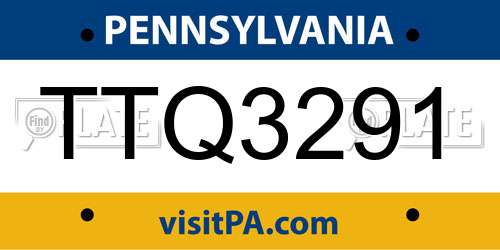 TTQ3291 Pennsylvania License Plate