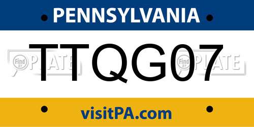 TTQG07 Pennsylvania License Plate