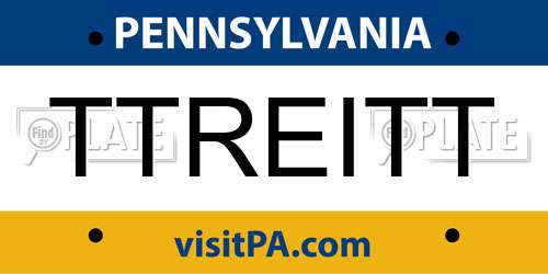 TTREITT Pennsylvania License Plate