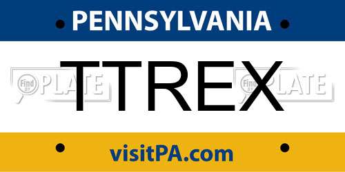 TTREX Pennsylvania License Plate