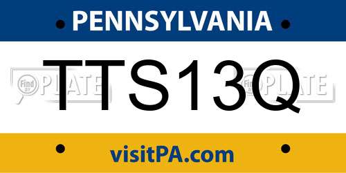 TTS13Q Pennsylvania License Plate