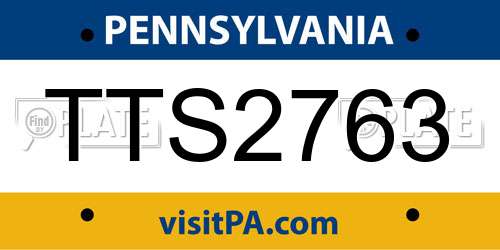 TTS2763 Pennsylvania License Plate