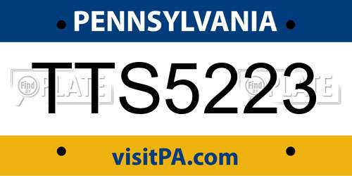 TTS5223 Pennsylvania License Plate