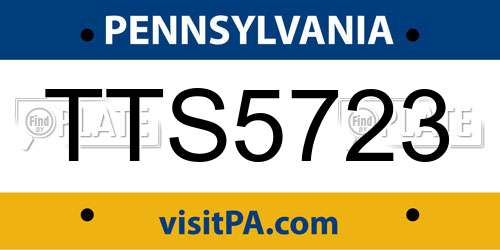 TTS5723 Pennsylvania License Plate