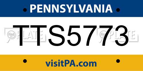 TTS5773 Pennsylvania License Plate