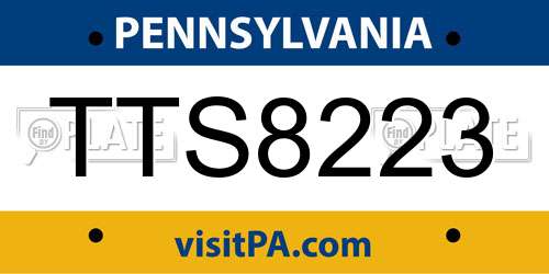 TTS8223 Pennsylvania License Plate