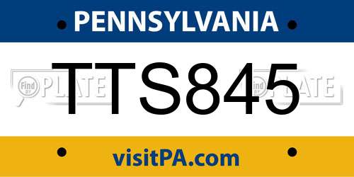 TTS845 Pennsylvania License Plate
