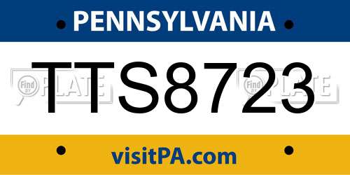 TTS8723 Pennsylvania License Plate