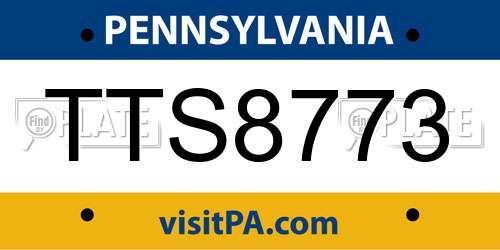 TTS8773 Pennsylvania License Plate