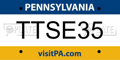 TTSE35 Pennsylvania License Plate