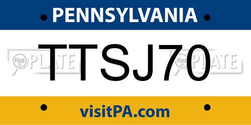 TTSJ70 Pennsylvania License Plate