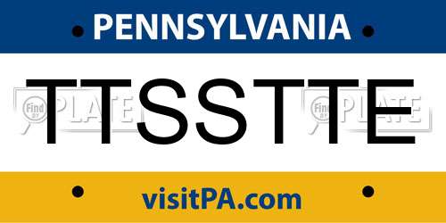 TTSSTTE Pennsylvania License Plate