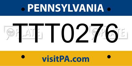TTT0276 Pennsylvania License Plate