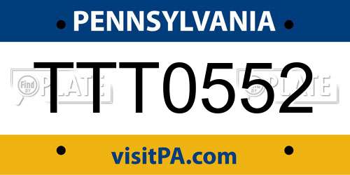 TTT0552 Pennsylvania License Plate