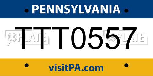 TTT0557 Pennsylvania License Plate