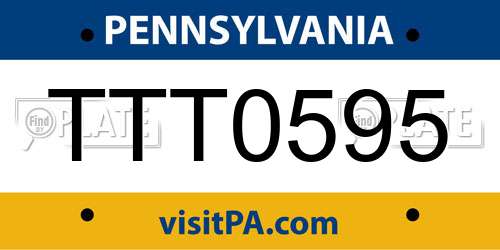 TTT0595 Pennsylvania License Plate
