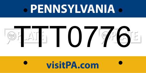 TTT0776 Pennsylvania License Plate