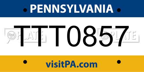 TTT0857 Pennsylvania License Plate