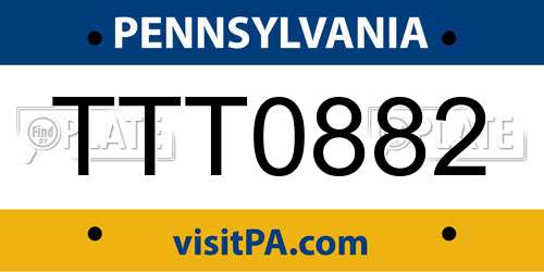 TTT0882 Pennsylvania License Plate