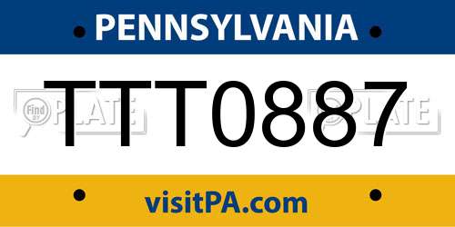 TTT0887 Pennsylvania License Plate