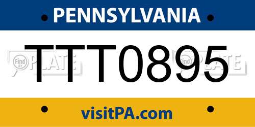 TTT0895 Pennsylvania License Plate