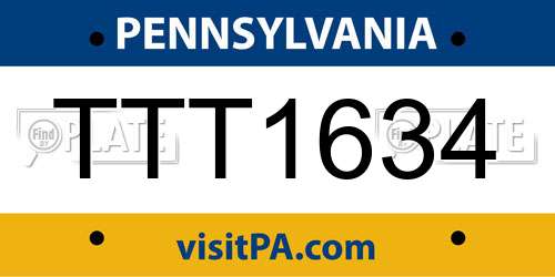 TTT1634 Pennsylvania License Plate