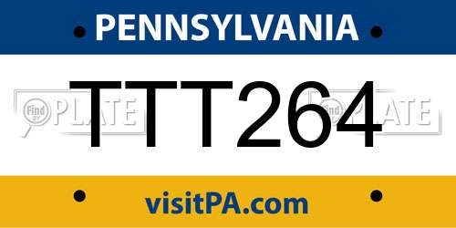 TTT264 Pennsylvania License Plate