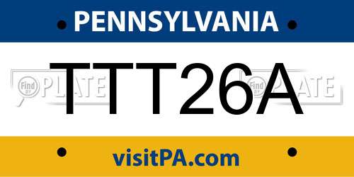 TTT26A Pennsylvania License Plate