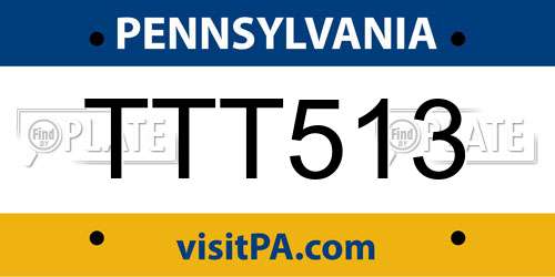 TTT513 Pennsylvania License Plate