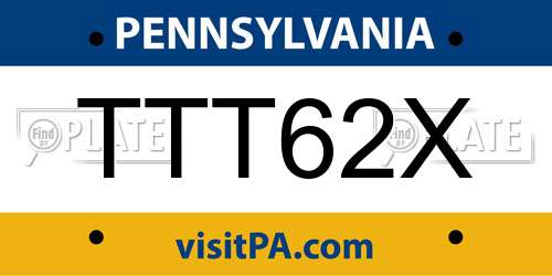 TTT62X Pennsylvania License Plate