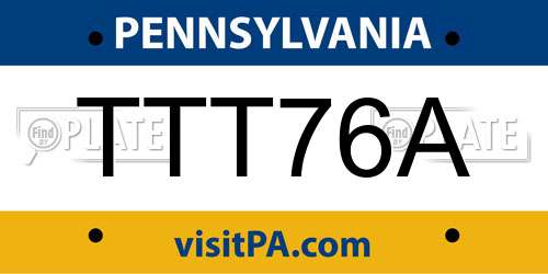 TTT76A Pennsylvania License Plate