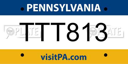 TTT813 Pennsylvania License Plate