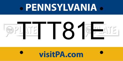 TTT81E Pennsylvania License Plate