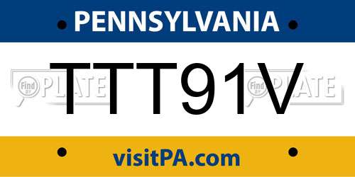 TTT91V Pennsylvania License Plate