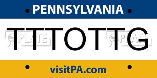TTTOTTG Pennsylvania License Plate