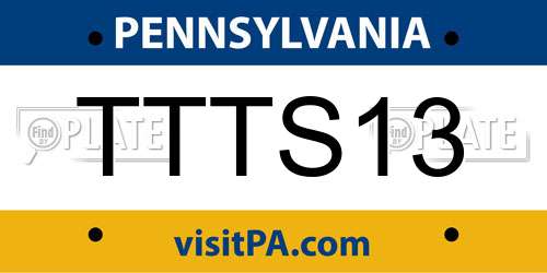 TTTS13 Pennsylvania License Plate