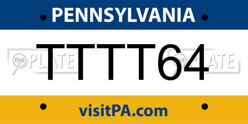 TTTT64 Pennsylvania License Plate