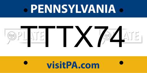 TTTX74 Pennsylvania License Plate
