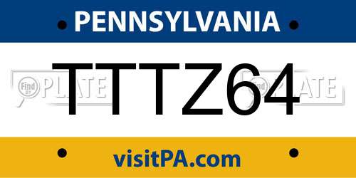 TTTZ64 Pennsylvania License Plate
