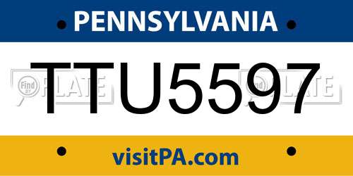 TTU5597 Pennsylvania License Plate