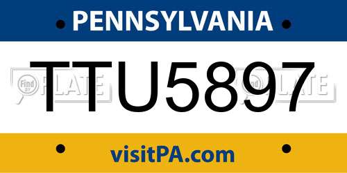 TTU5897 Pennsylvania License Plate