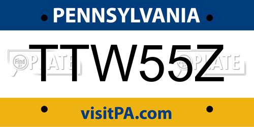 TTW55Z Pennsylvania License Plate